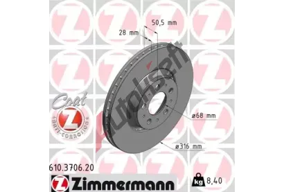 ZIMMERMANN Brzdov kotou COAT Z - 316 mm ZIM 610.3706.20, 610.3706.20