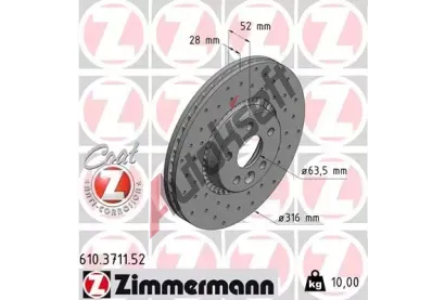ZIMMERMANN Brzdov kotou SPORT COAT Z - 316 mm ZIM 610.3711.52, 610.3711.52