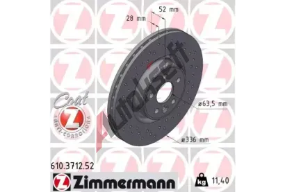 ZIMMERMANN Brzdový kotouč SPORT Z - 336 mm ZIM 610.3712.52, 610.3712.52 ZIMMERMANN Brzdový kotouč SPORT Z - 336 mm ZIM 610.3712.52, 610.3712.52