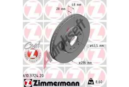 ZIMMERMANN Brzdov kotou COAT Z - 296 mm ZIM 610.3724.20, 610.3724.20