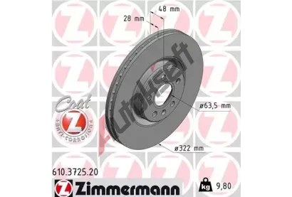 ZIMMERMANN Brzdov kotou COAT Z - 322 mm ZIM 610.3725.20, 610.3725.20