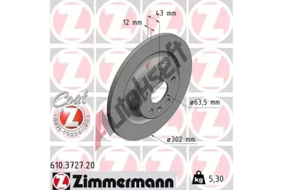 ZIMMERMANN Brzdov kotou COAT Z - 302 mm ZIM 610.3727.20, 610.3727.20