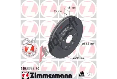 ZIMMERMANN Brzdový kotouč COAT Z - 296 mm ZIM 610.3733.20, 610.3733.20 ZIMMERMANN Brzdový kotouč COAT Z - 296 mm ZIM 610.3733.20, 610.3733.20