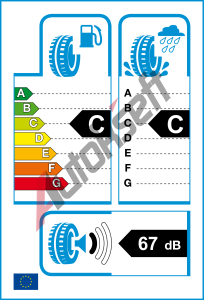 EU �t�tek - Valiv� odpor: C | Z�b�r na mokru: C | Hlu�nost: 67db