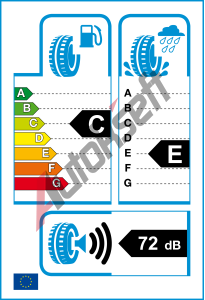 EU ttek - Valiv odpor: C | Zbr na mokru: E | Hlunost: 72db