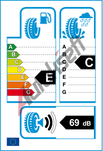 EU �t�tek - Valiv� odpor: E | Z�b�r na mokru: C | Hlu�nost: 69db