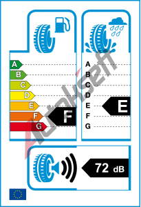 EU ttek - Valiv odpor: F | Zbr na mokru: E | Hlunost: 72db