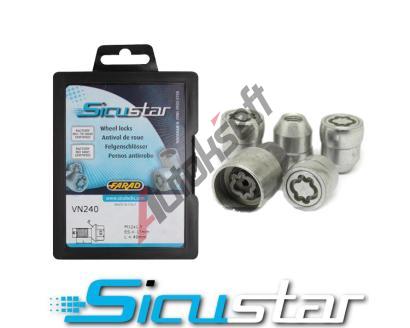 AEZ Sicustar Sada bezpenostnch matic 4 ks + kl M12x1,5 - kuelov 60 - kl 19 - stbrn