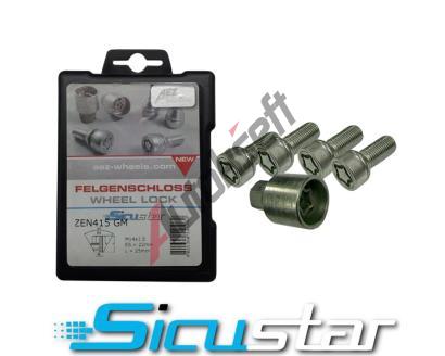 AEZ Sicustar Sada bezpenostnch roub 4 ks + kl M14x1,5x28 - kuelov 60 - stbrn